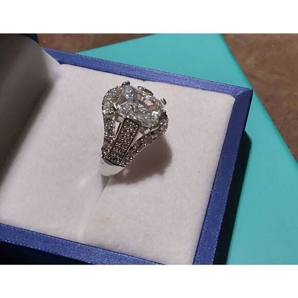NEW~7.83 Carat Crushed Ice Sim Diamond Bridal Ring Sz 8~Platinum/.925 Sterling - Picture 2 of 4